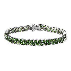 Chrome Diopside 19.30 ctw 2 Row Bracelet in Platinum Over Sterling Silver (7.25 In)