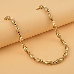 Golden Color Hematite 369.50 ctw Beaded Necklace in Silvertone 20 Inches