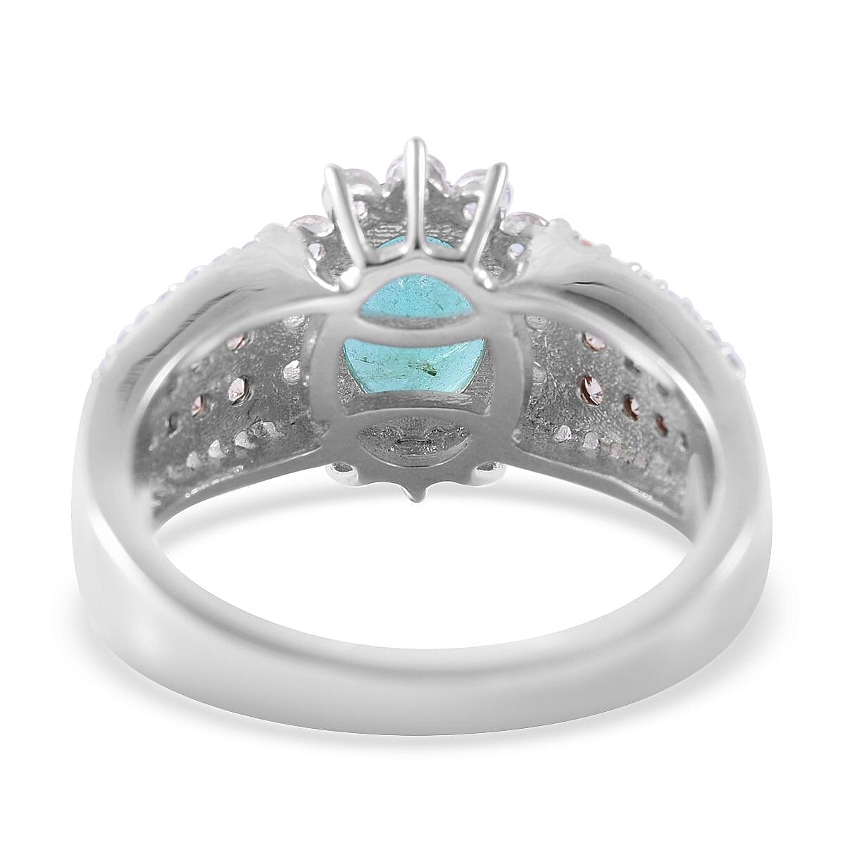 AAA Kage Zambian Emerald, Brown and White Zircon Sunburst Ring in Platinum Over Sterling Silver 2.25 ctw image number 3