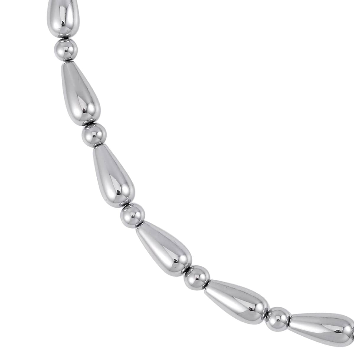 Silver Color Hematite Beaded Necklace (20 Inches) in Silvertone 373.50 ctw image number 2