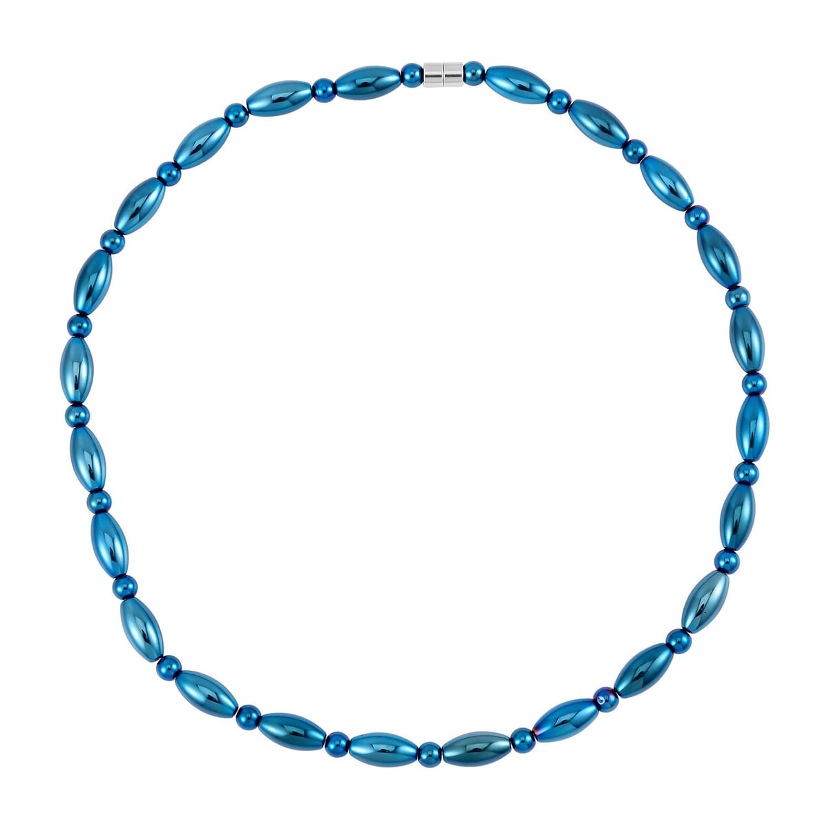 Blue Color Hematite 369.50 ctw Beaded Necklace in Silvertone 20 Inches image number 0