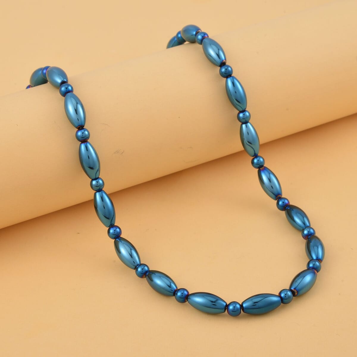 Blue Color Hematite 369.50 ctw Beaded Necklace in Silvertone 20 Inches image number 1