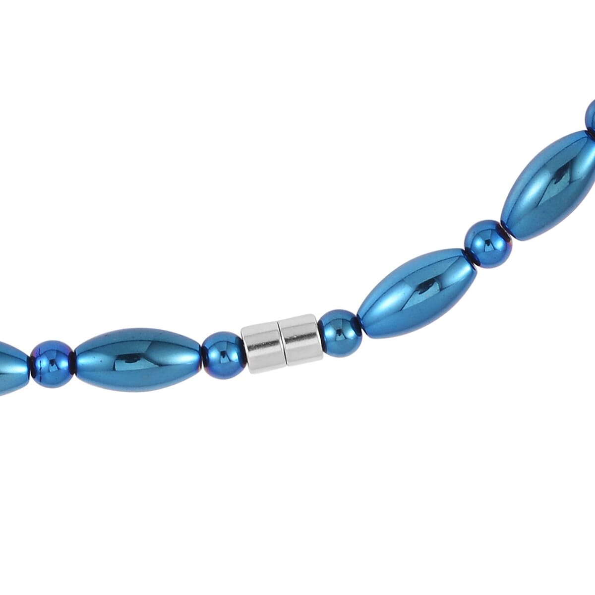 Blue Color Hematite 369.50 ctw Beaded Necklace in Silvertone 20 Inches image number 3