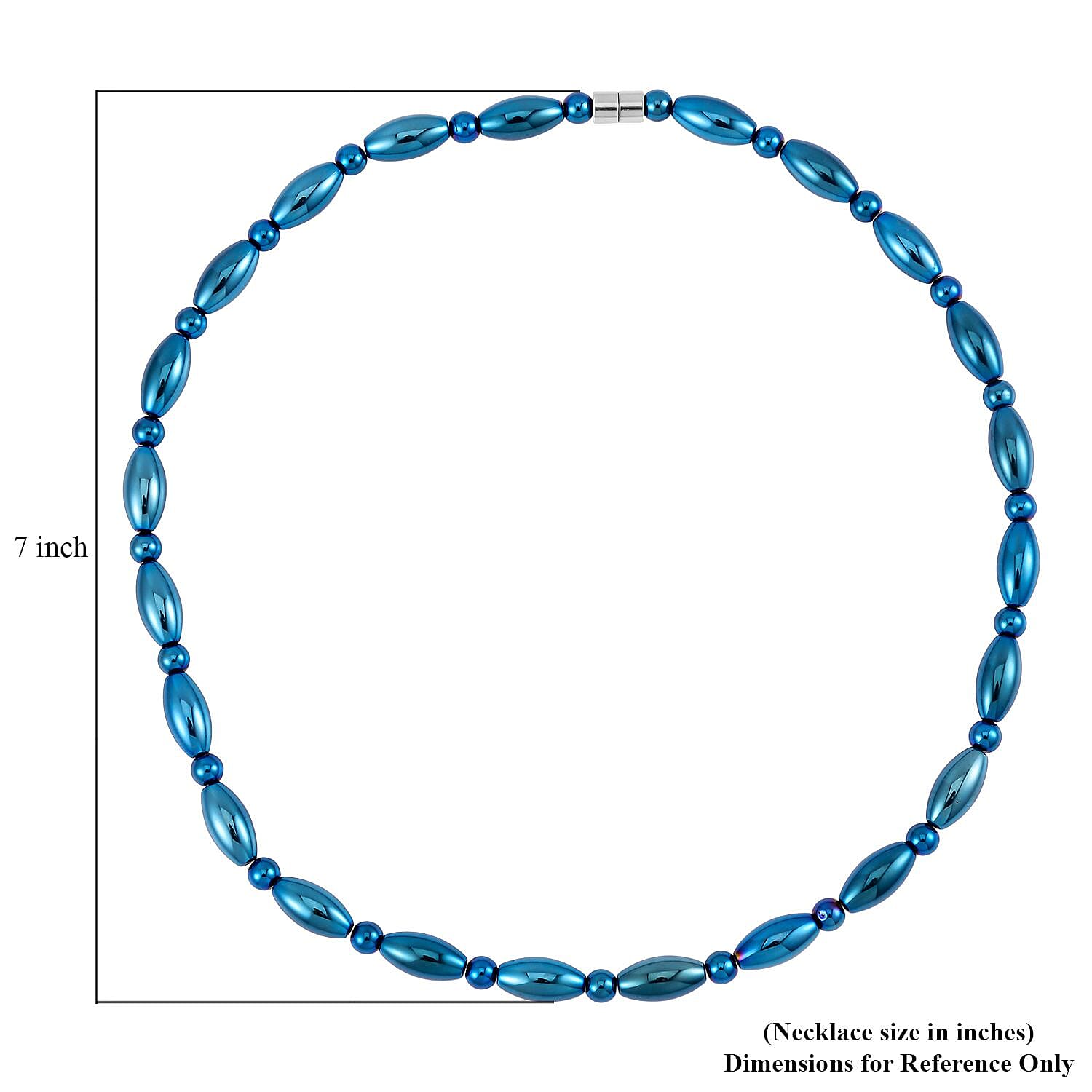 Blue Color Hematite 369.50 ctw Beaded Necklace in Silvertone 20 Inches