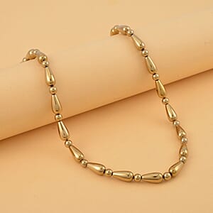 Golden Color Hematite 373.50 ctw Beaded Necklace in Silvertone 20 Inches