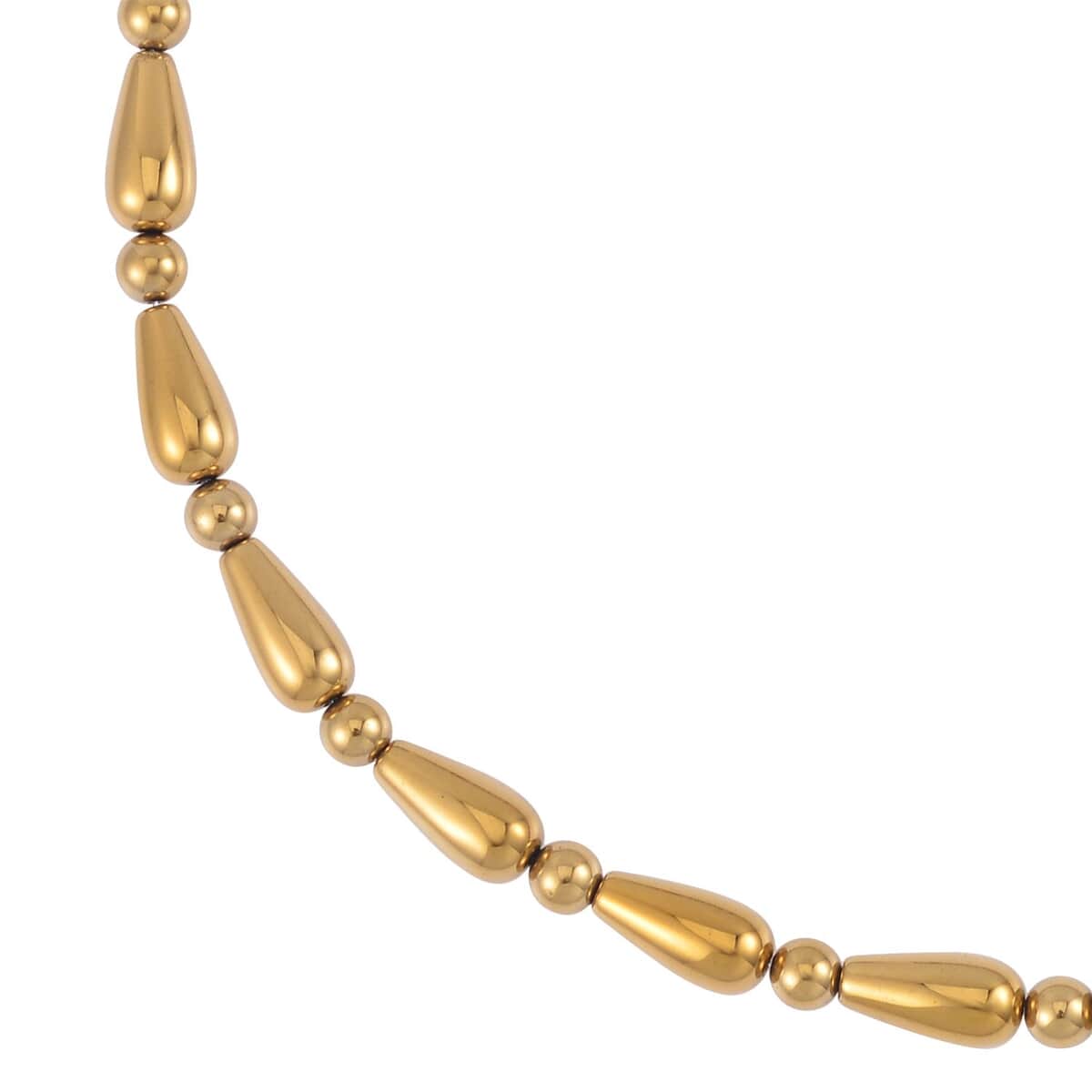 Golden Color Hematite 373.50 ctw Beaded Necklace in Silvertone 20 Inches image number 2