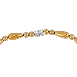 Golden Color Hematite 373.50 ctw Beaded Necklace in Silvertone 20 Inches