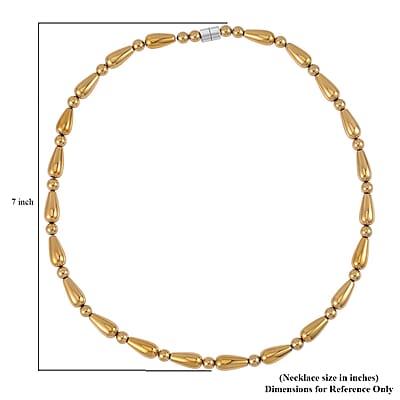 Golden Color Hematite 373.50 ctw Beaded Necklace in Silvertone 20 Inches