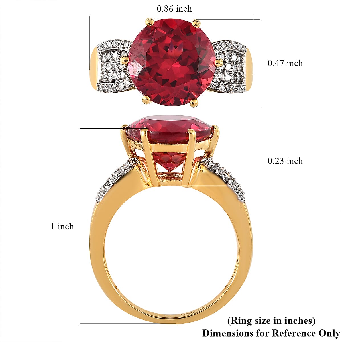 Lab Created Padparadscha Sapphire and Moissanite Ring in Vermeil Yellow Gold Over Sterling Silver 7.50 ctw image number 5