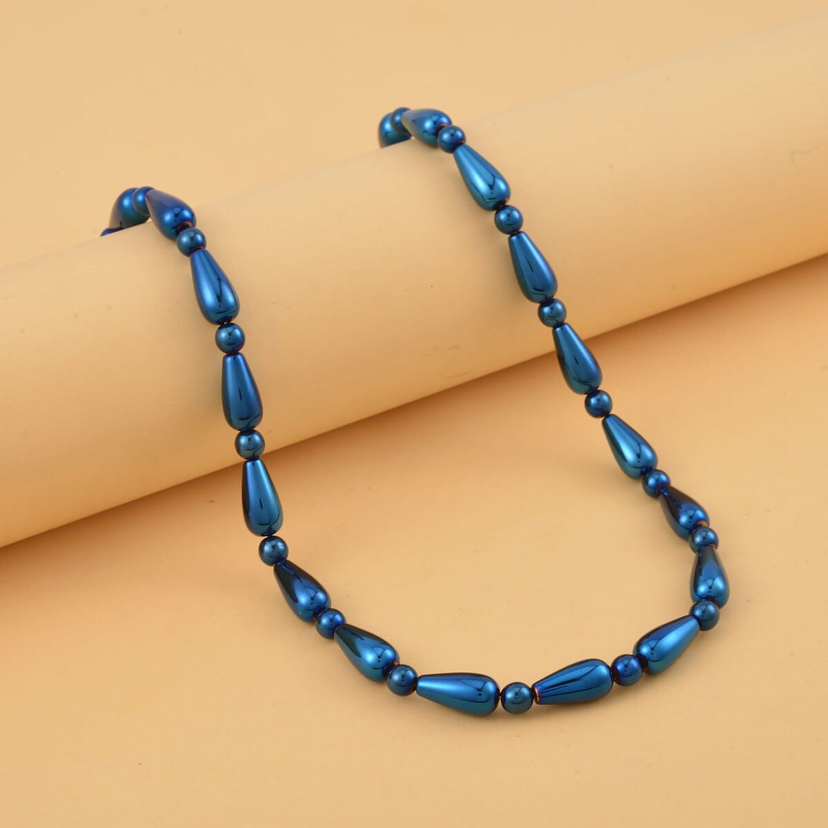 Blue Color Hematite 373.50 ctw Beaded Necklace in Silvertone 20 Inches image number 1