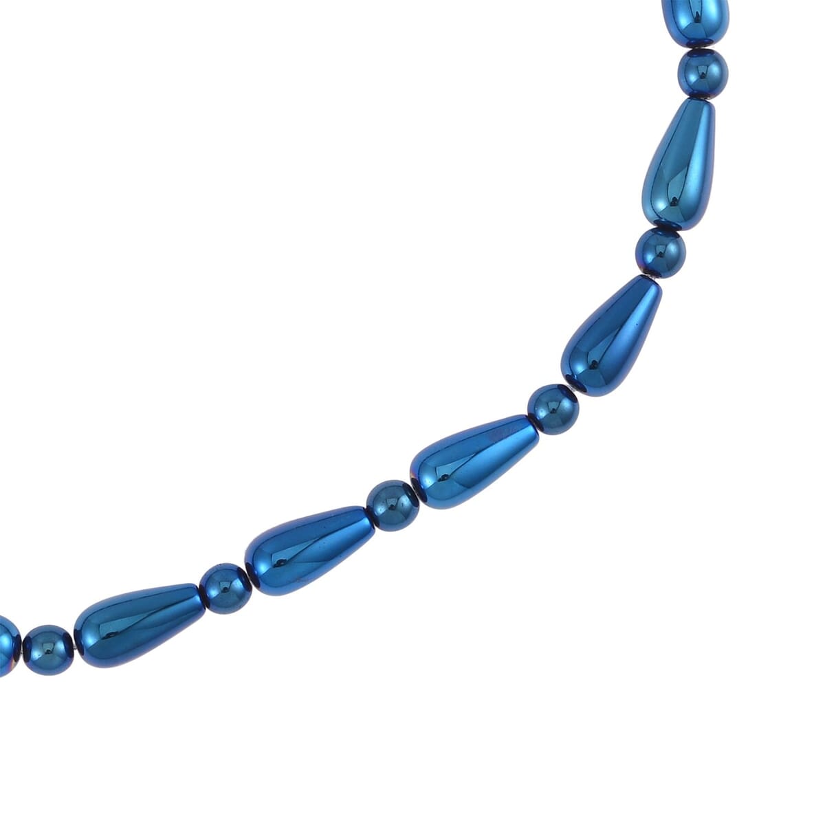 Blue Color Hematite 373.50 ctw Beaded Necklace in Silvertone 20 Inches image number 2
