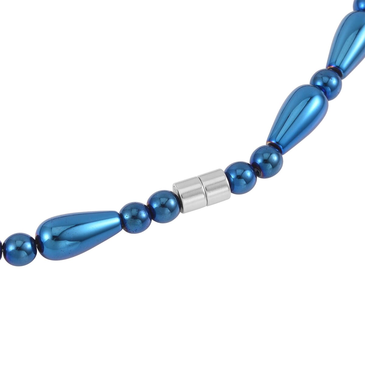 Blue Color Hematite 373.50 ctw Beaded Necklace in Silvertone 20 Inches image number 3
