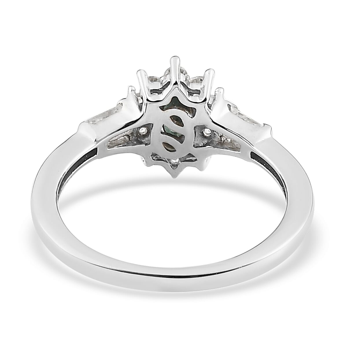 Narsipatnam Alexandrite and White Zircon Sunburst Ring in Platinum Over Sterling Silver 0.75 ctw (Del. in 5-7 Days) image number 4