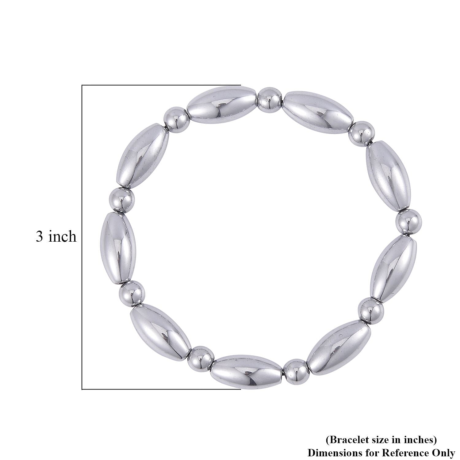 Silver Color Hematite Beaded Stretch Bracelet 143.50 ctw