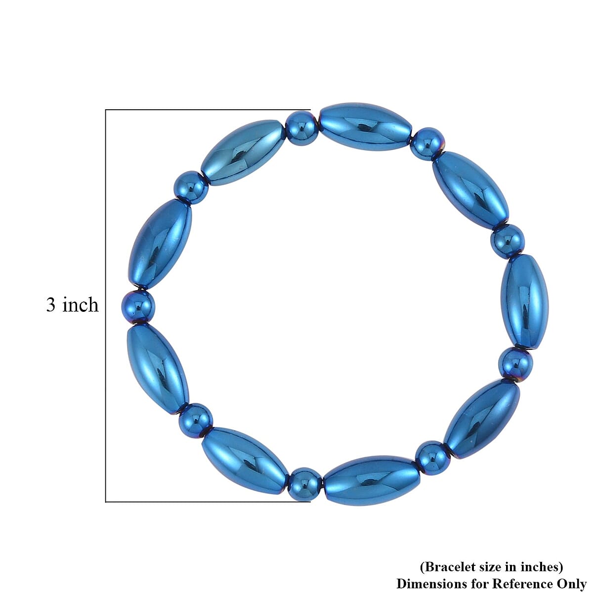 Blue Color Hematite Beaded Stretch Bracelet 143.50 ctw image number 4