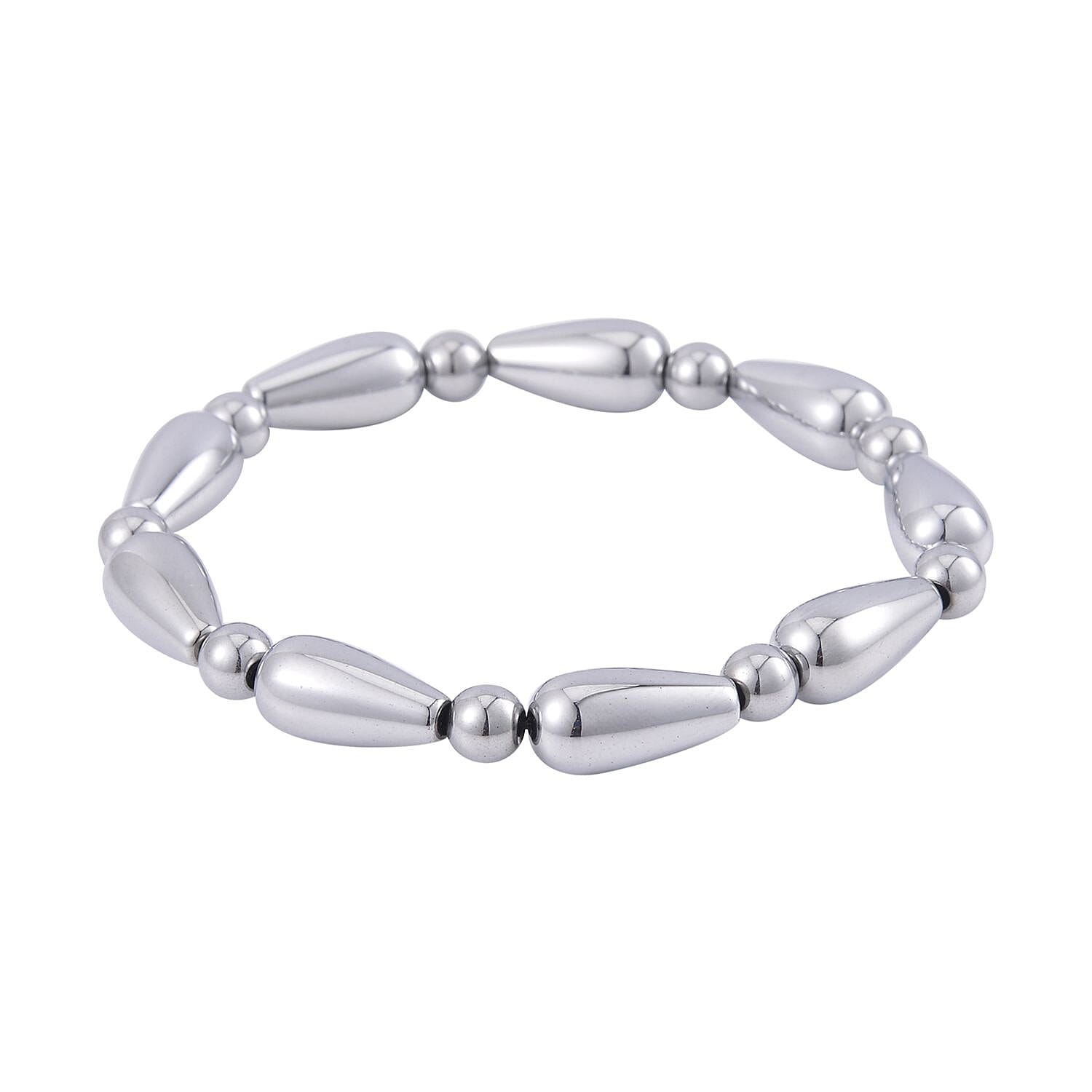 Silver Color Hematite Beaded Stretch Bracelet 148.00 ctw