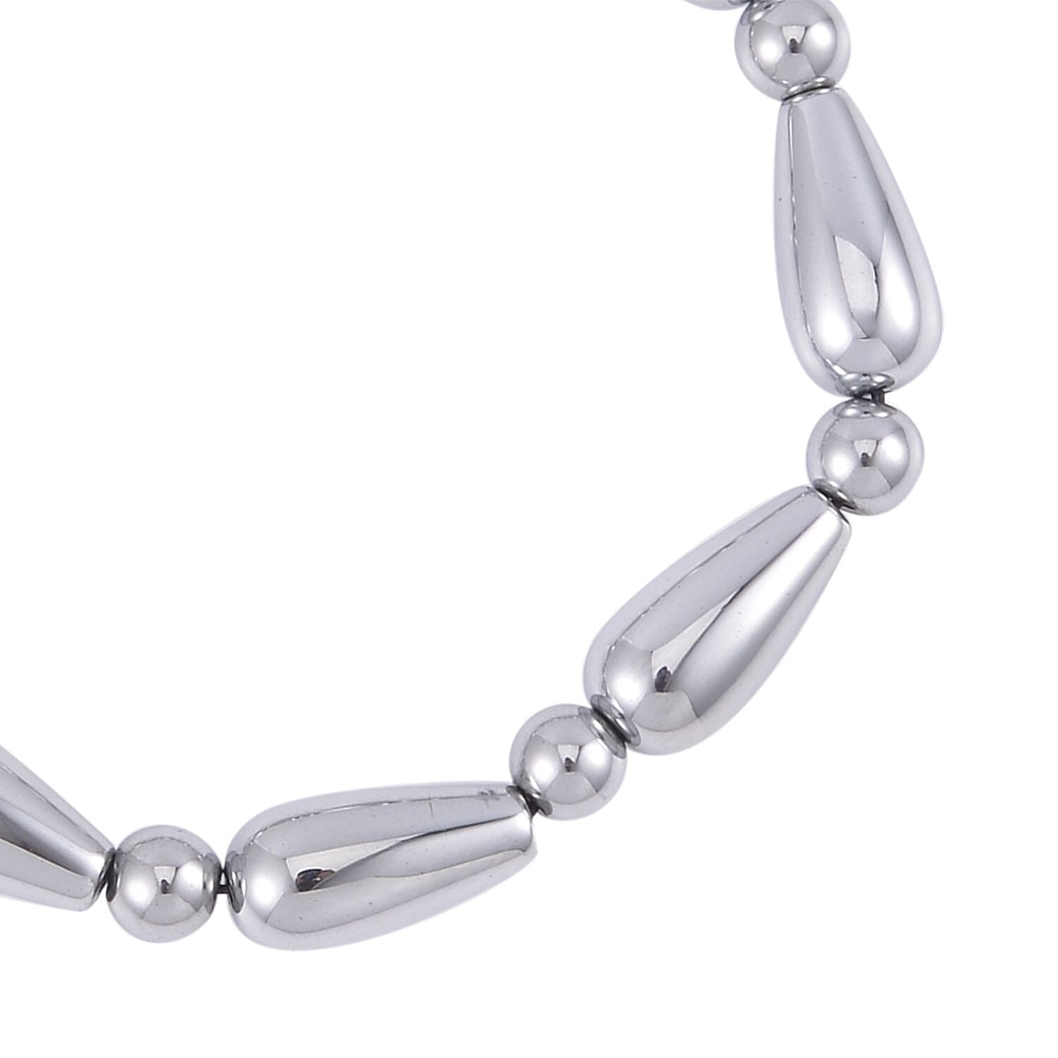 Silver Color Hematite Beaded Stretch Bracelet 148.00 ctw