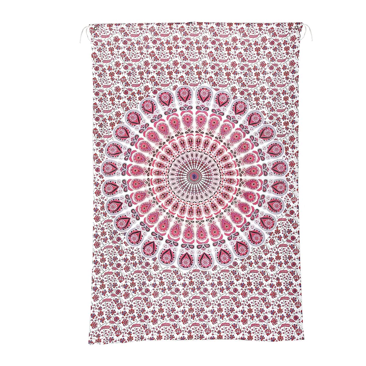 Pink Cotton Mandala Screen Printed Tie Dye Tapestry Wall Hanging image number 0