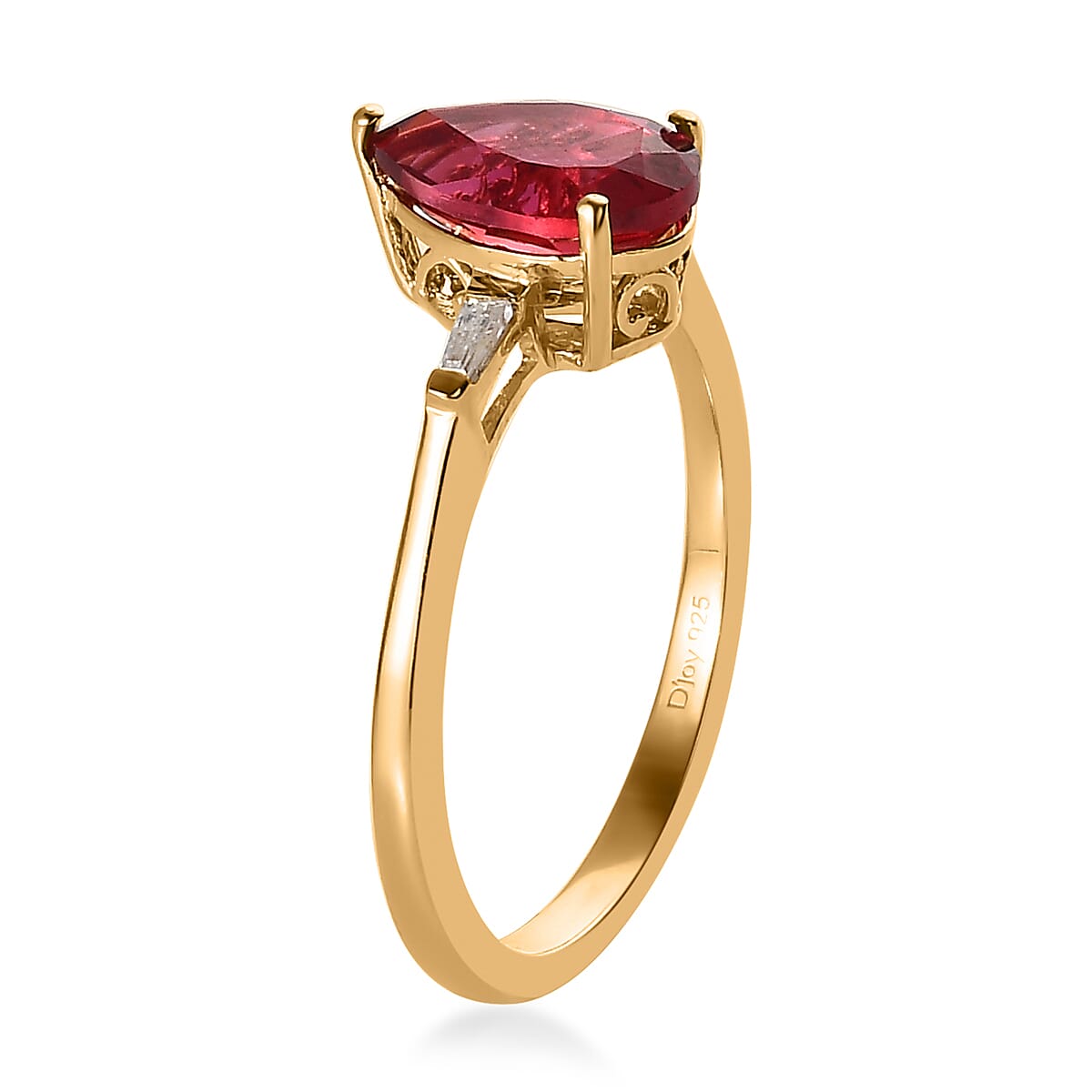Lab Created Padparadscha Sapphire and Moissanite Ring in Vermeil Yellow Gold Over Sterling Silver (Size 5.0) 2.75 ctw image number 3