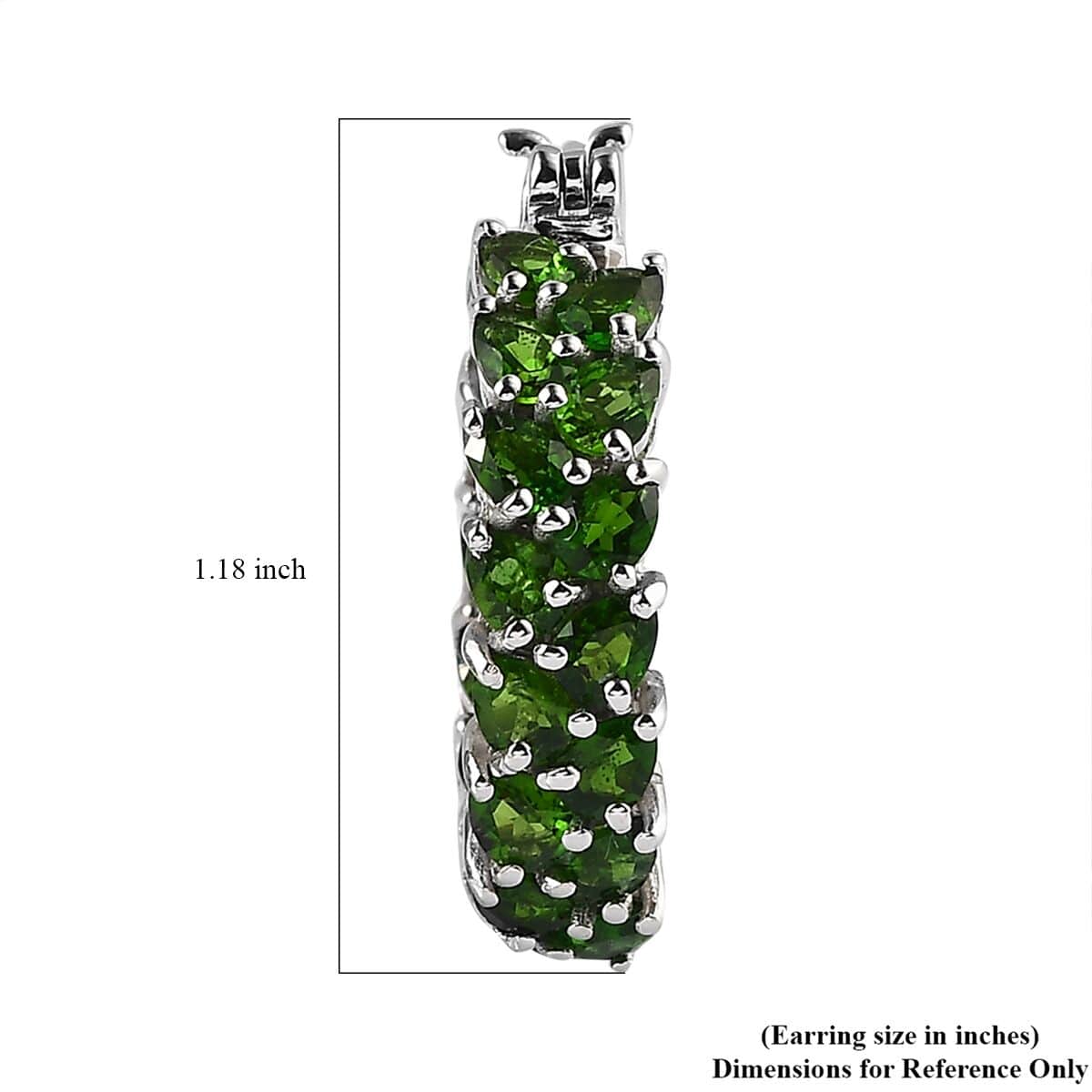 Chrome Diopside 11.90 ctw Hoop Earrings in Platinum Over Sterling Silver image number 4