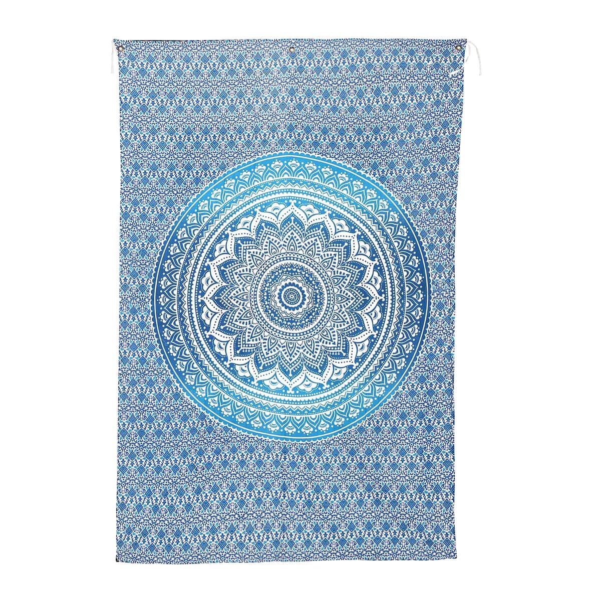 Blue Cotton Mandala Chakra Screen Printed Tie Dye Tapestry Wall Hanging image number 0