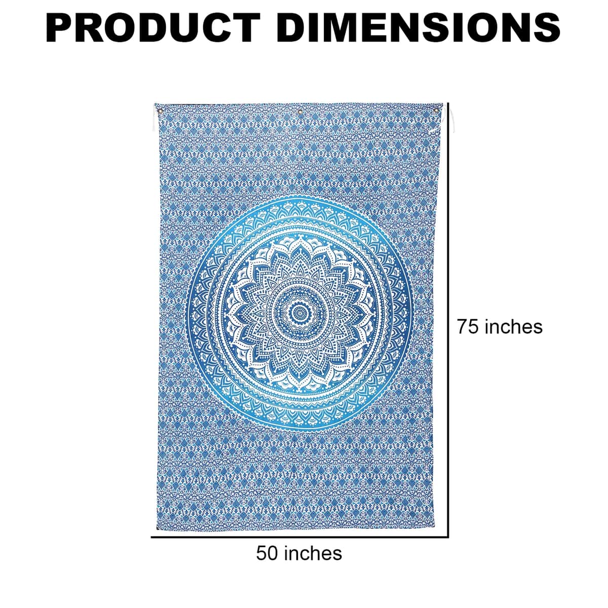 Blue Cotton Mandala Chakra Screen Printed Tie Dye Tapestry Wall Hanging image number 4