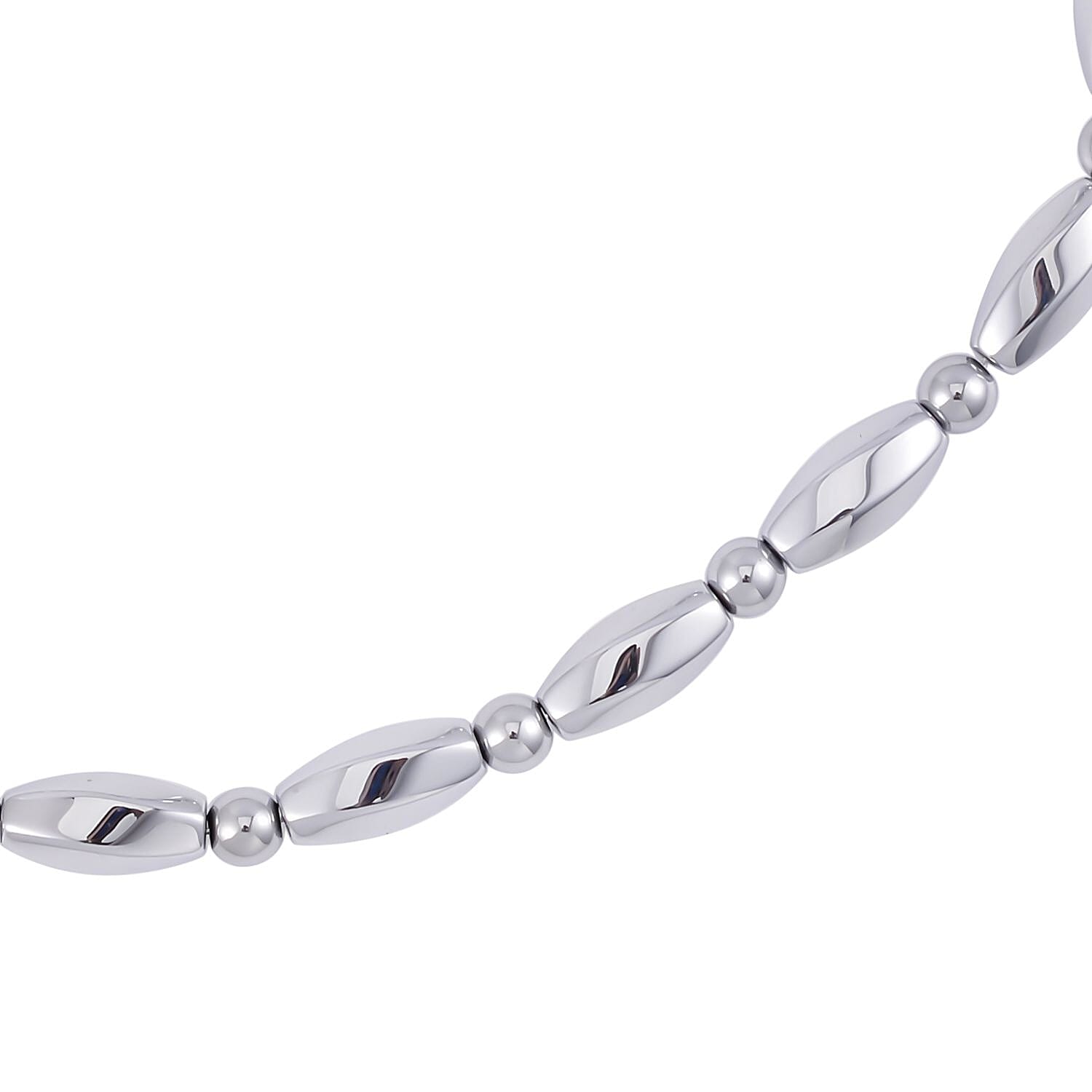 Silver Color Hematite Beaded Necklace 20 Inches in Silvertone 354.00 ctw