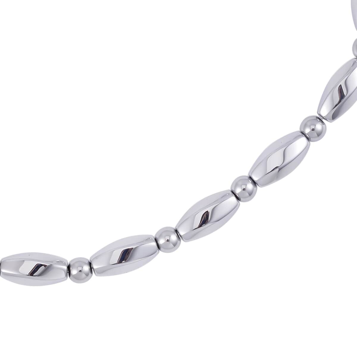 Silver Color Hematite Beaded Necklace 20 Inches in Silvertone 354.00 ctw image number 2