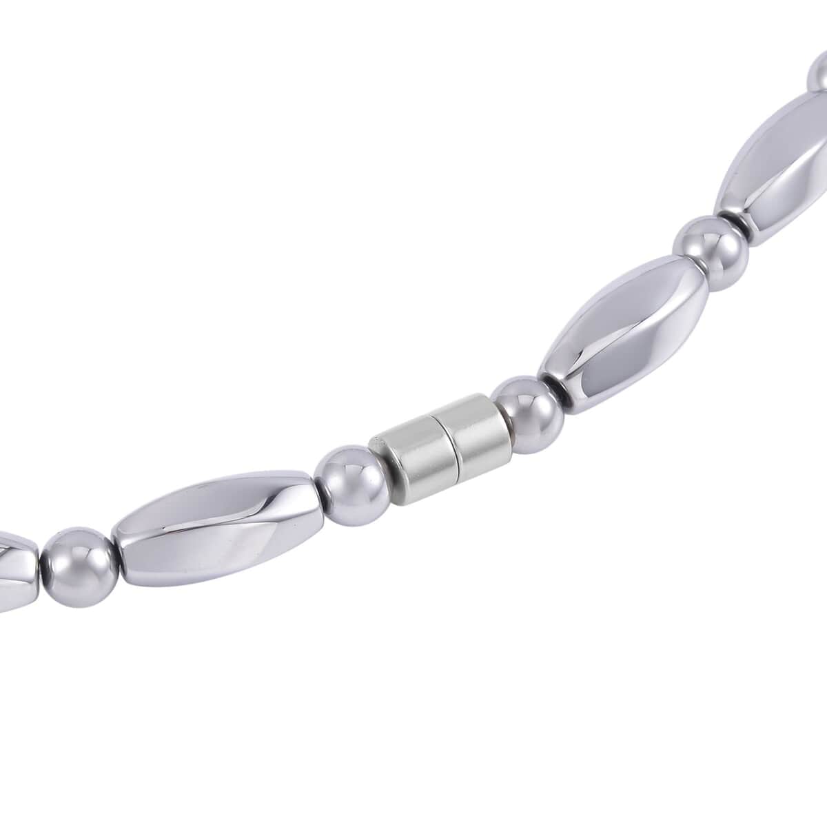 Silver Color Hematite Beaded Necklace 20 Inches in Silvertone 354.00 ctw image number 3