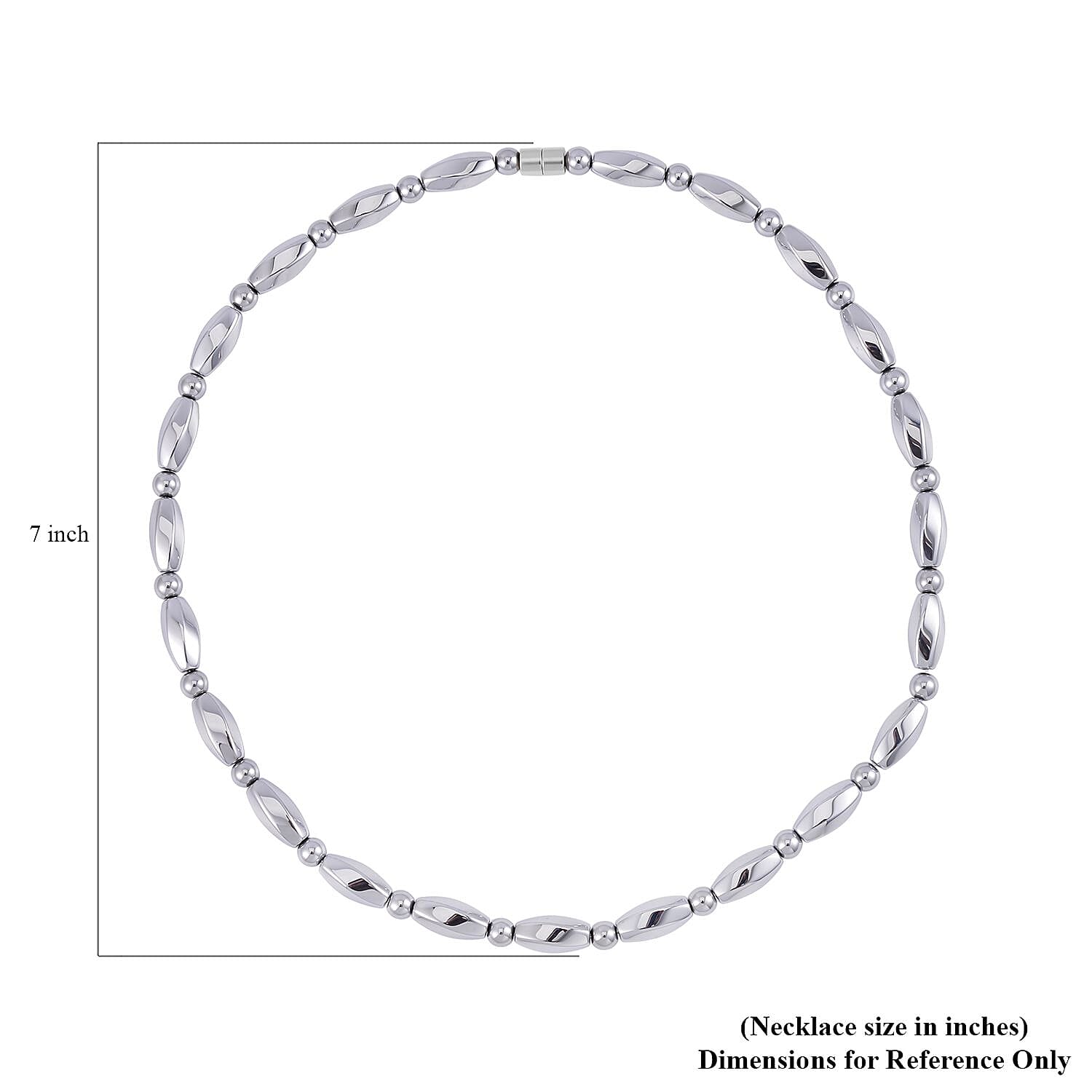 Silver Color Hematite Beaded Necklace 20 Inches in Silvertone 354.00 ctw