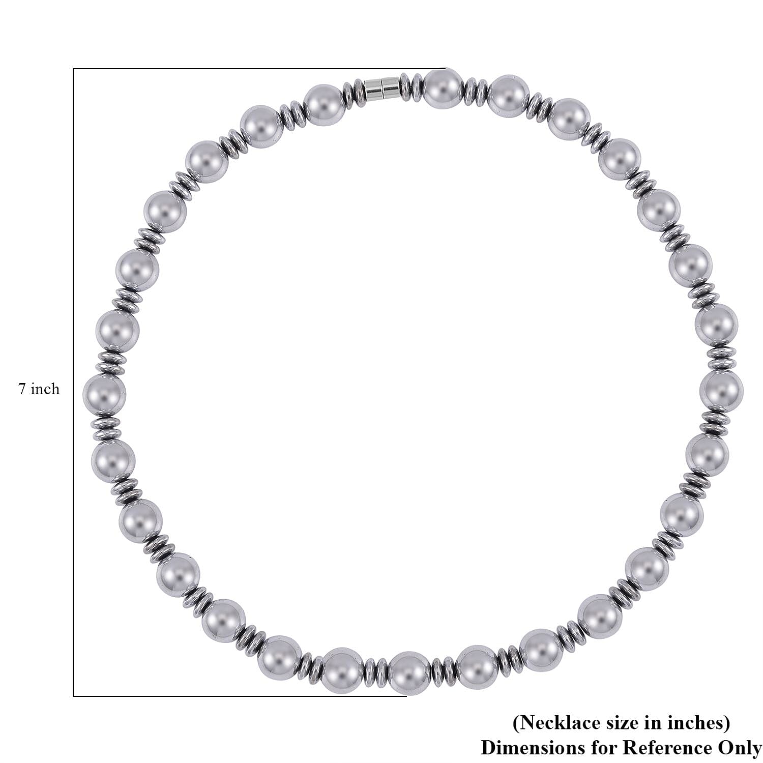 Silver Color Hematite Beaded Necklace 20 Inches in Silvertone 750.00 ctw