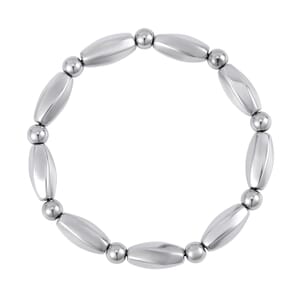 Silver Color Hematite Beaded Stretch Bracelet 137.00 ctw