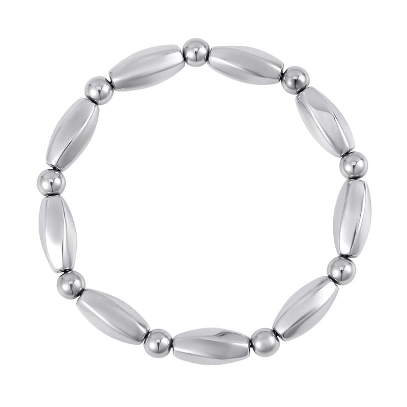 Silver Color Hematite Beaded Stretch Bracelet 137.00 ctw