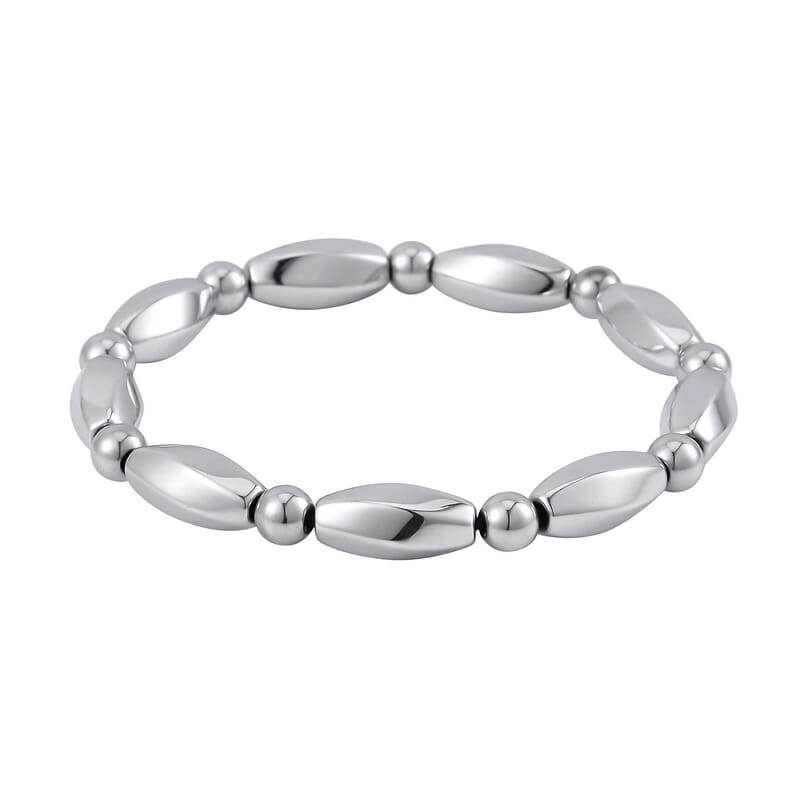Silver Color Hematite Beaded Stretch Bracelet 137.00 ctw