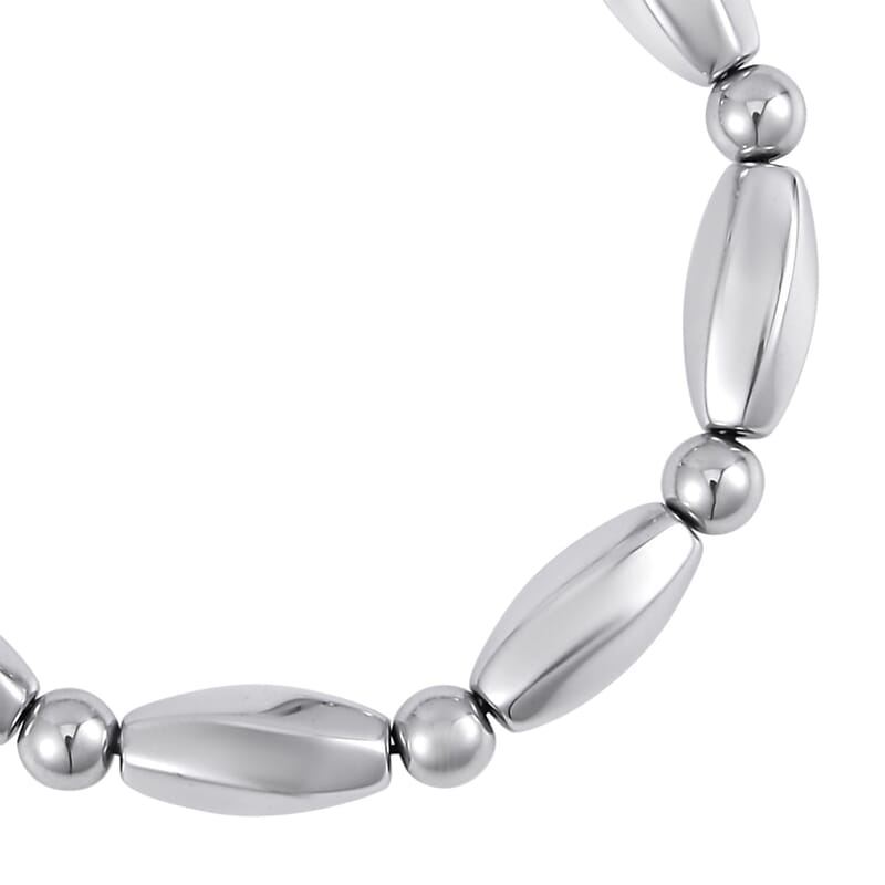 Silver Color Hematite Beaded Stretch Bracelet 137.00 ctw