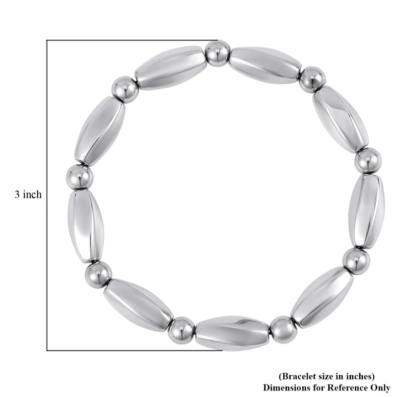 Silver Color Hematite Beaded Stretch Bracelet 137.00 ctw