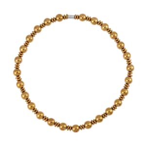 Golden Color Hematite Beaded Necklace 20 Inches in Silvertone 750.00 ctw