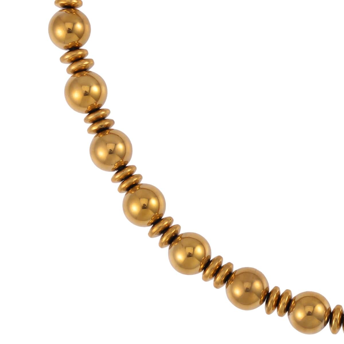 Golden Color Hematite Beaded Necklace 20 Inches in Silvertone 750.00 ctw image number 2
