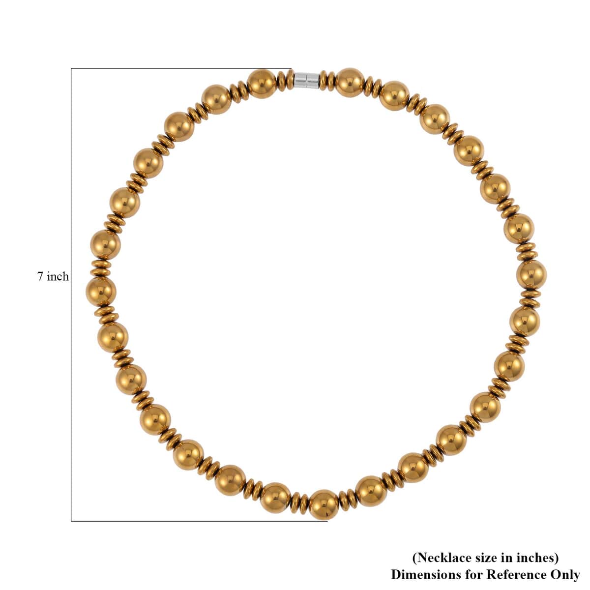Golden Color Hematite Beaded Necklace 20 Inches in Silvertone 750.00 ctw image number 4