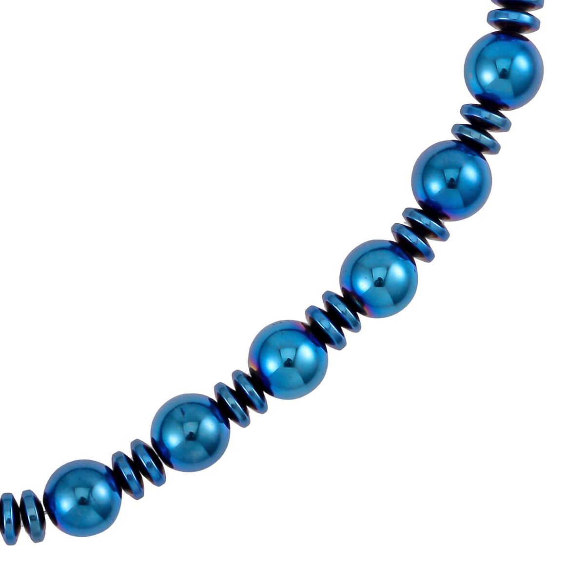 Blue Color Hematite Beaded Necklace (20 Inches) in Silvertone 750.00 ctw image number 2
