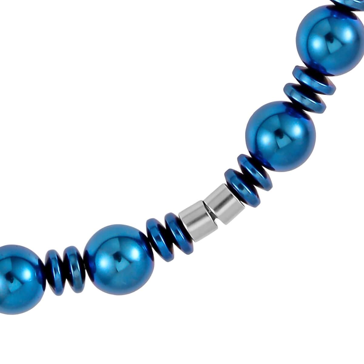 Blue Color Hematite Beaded Necklace (20 Inches) in Silvertone 750.00 ctw image number 3