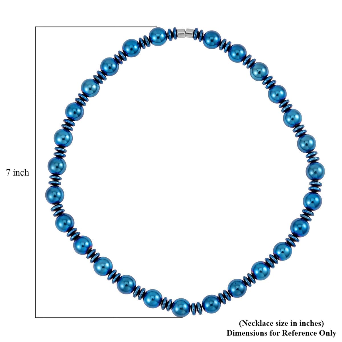 Blue Color Hematite Beaded Necklace (20 Inches) in Silvertone 750.00 ctw image number 4