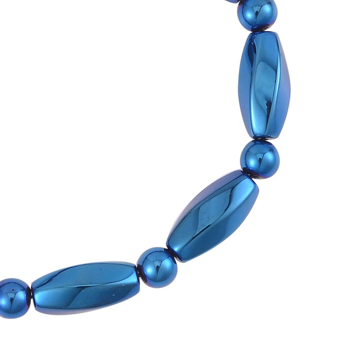 Blue Color Hematite Beaded Stretch Bracelet 137.00 ctw image number 3