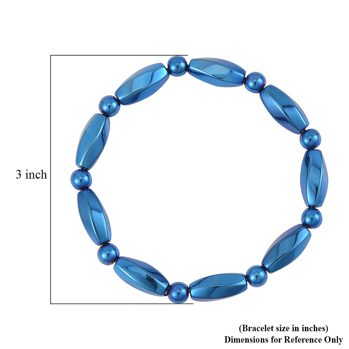 Blue Color Hematite Beaded Stretch Bracelet 137.00 ctw image number 4