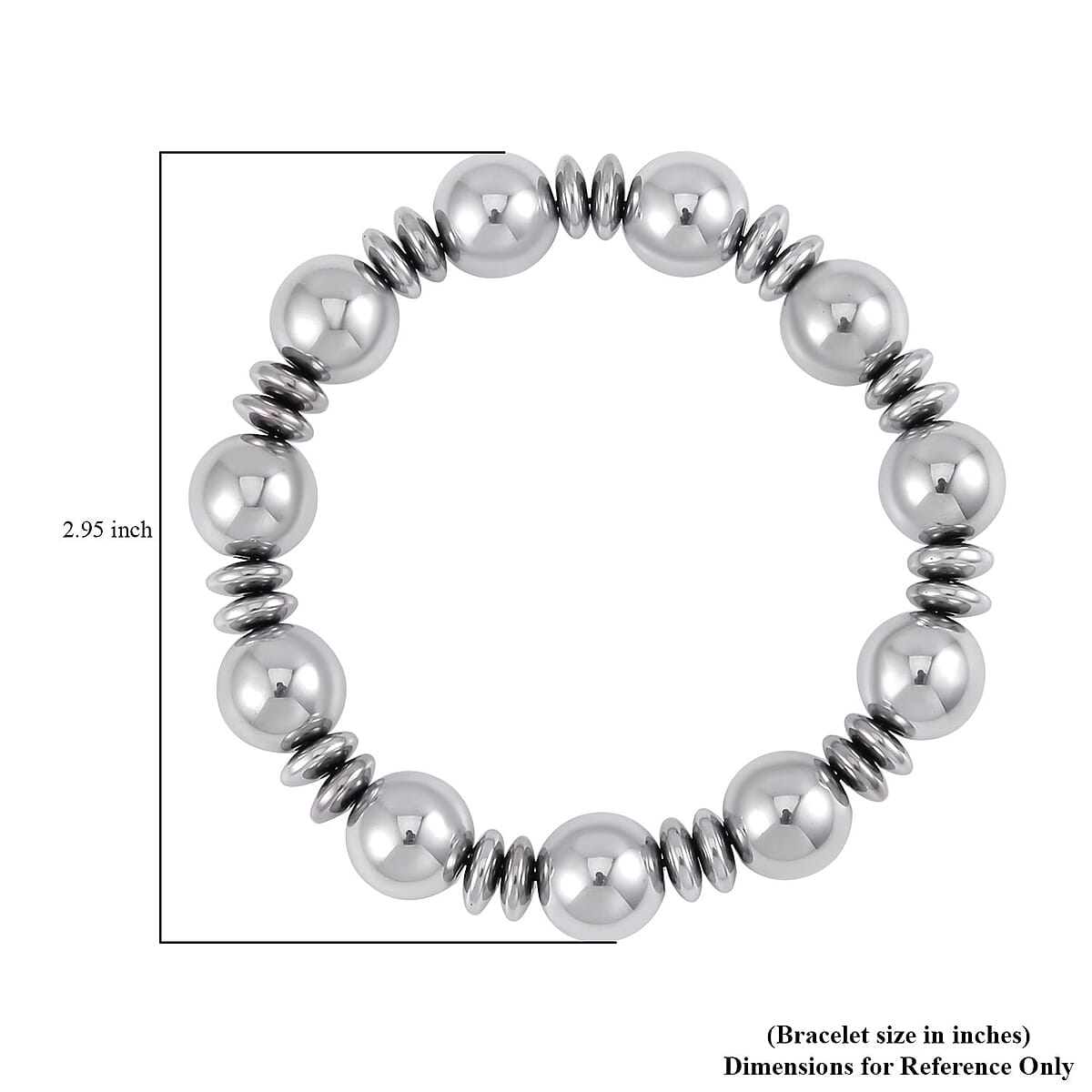 Silver Color Hematite Beaded Stretch Bracelet 293.00 ctw image number 4