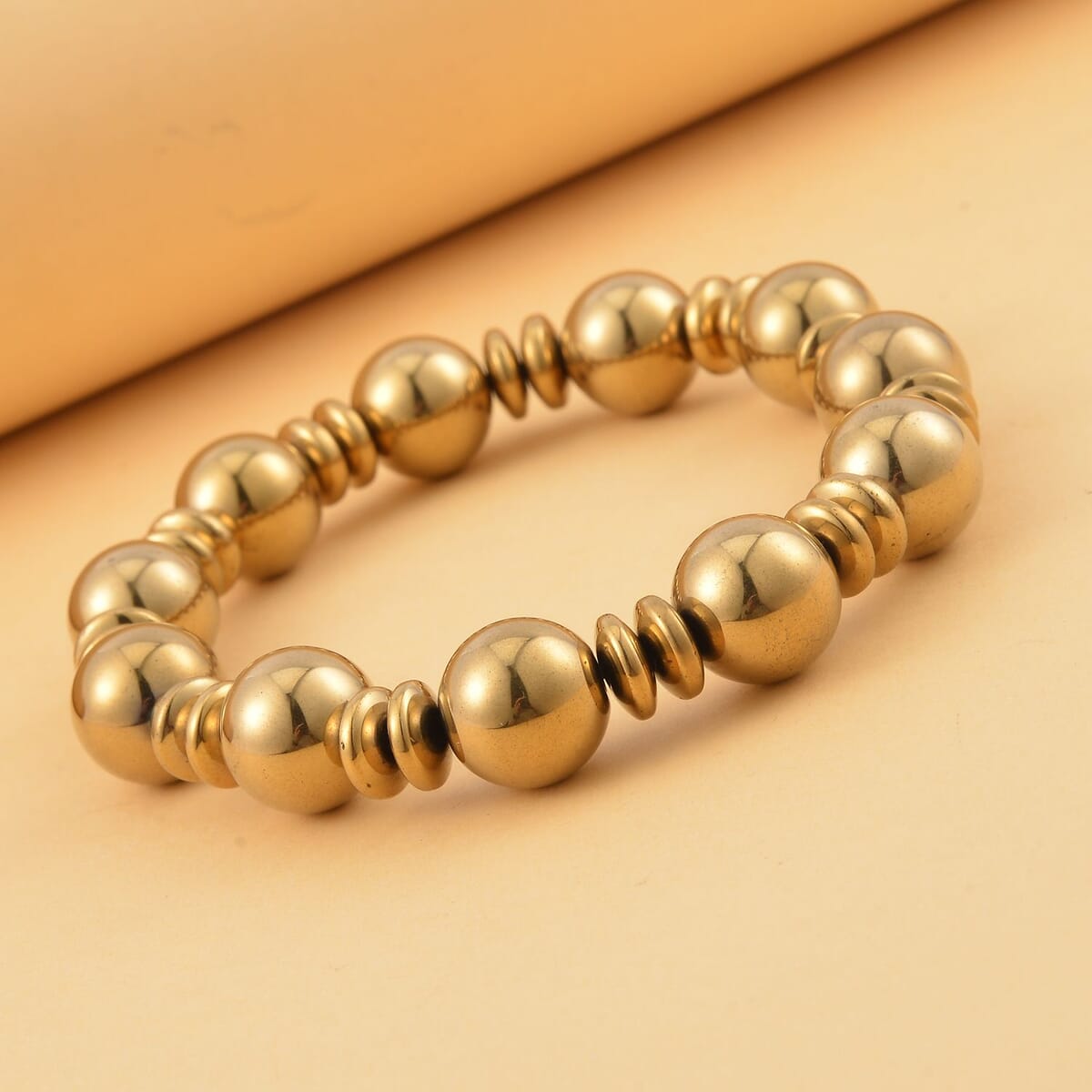 Silver Color Hematite Beaded Stretch Bracelet 293.00 ctw image number 1