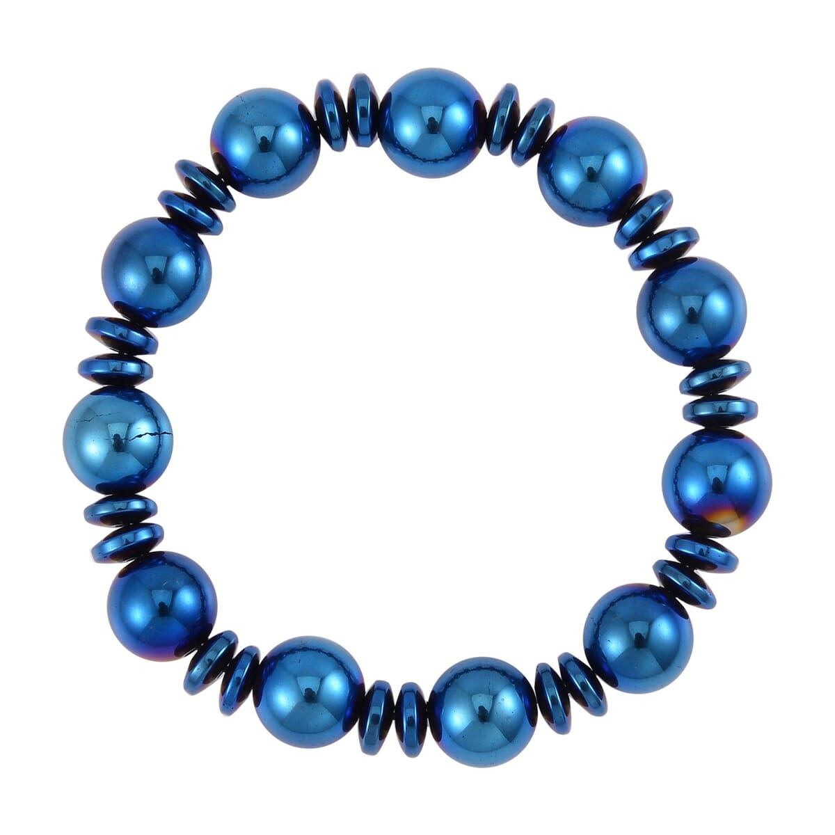 Blue Color Hematite Beaded Stretch Bracelet 293.00 ctw image number 0
