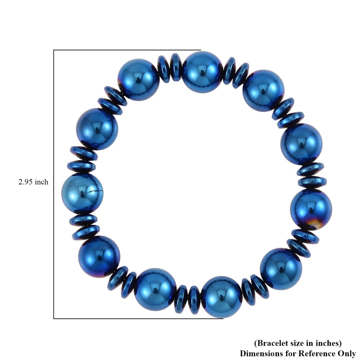 Blue Color Hematite Beaded Stretch Bracelet 293.00 ctw image number 4