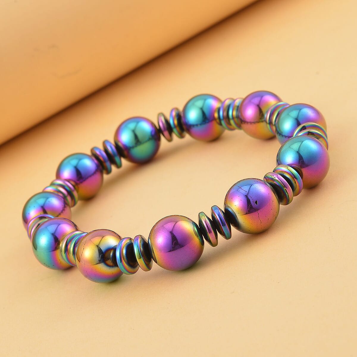 Mystic Color Hematite Beaded Stretch Bracelet 293.00 ctw image number 1