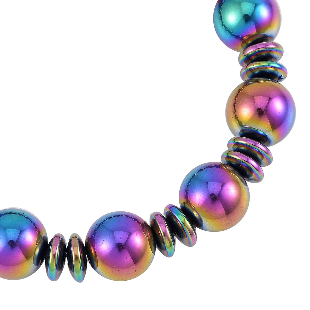 Mystic Color Hematite Beaded Stretch Bracelet 293.00 ctw image number 3